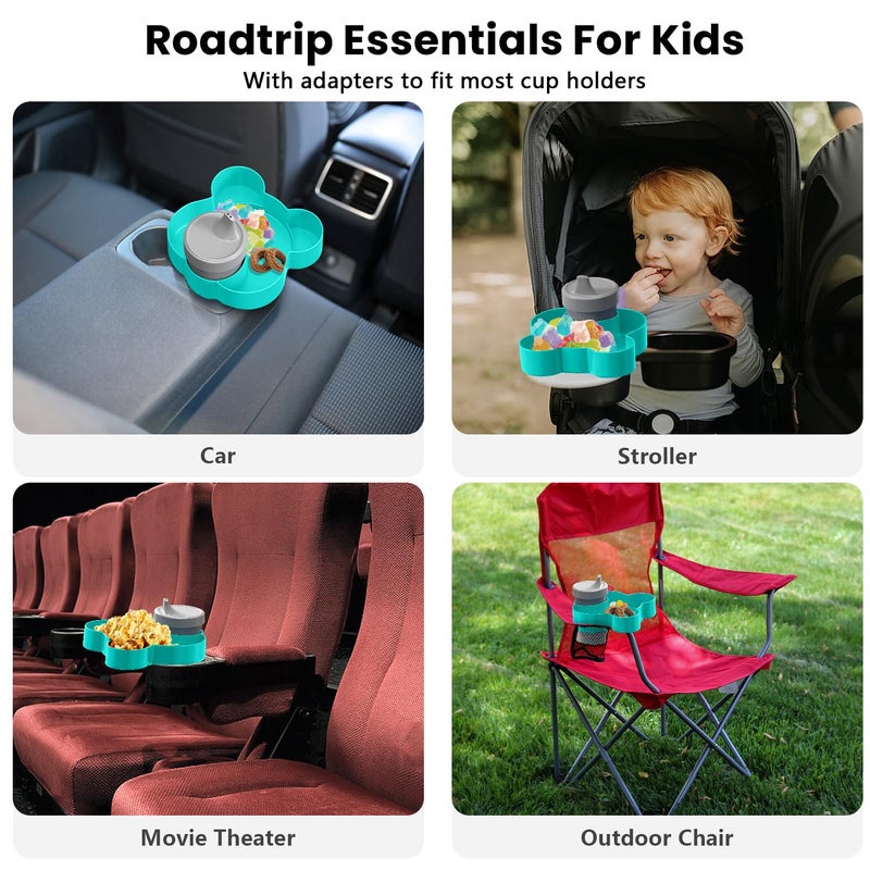 BlueOrigin Car Seat Tray - Convert Cup Holder to a Tray for Snacks, Toys, 360 Rotatable for Kids Travel, Anywhere with Cup Holder (Teal) - Image 5